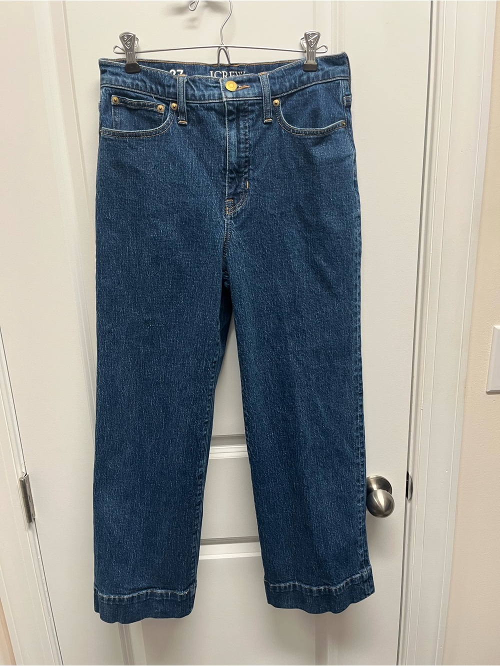 Crew Slim Wide Leg Jeans Dark Wash High Rise Denim Size 27
